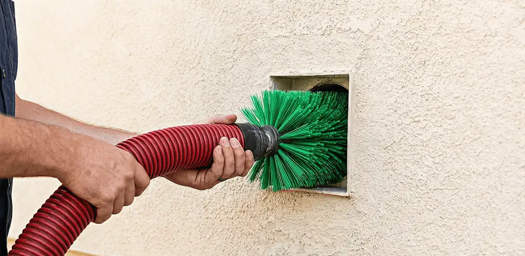 Air duct cleaning brush removing debris from a vent opening in Bellevue, WA