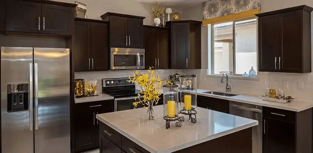 Cabinet painting results with freshly painted kitchen cabinets in Bellevue, WA