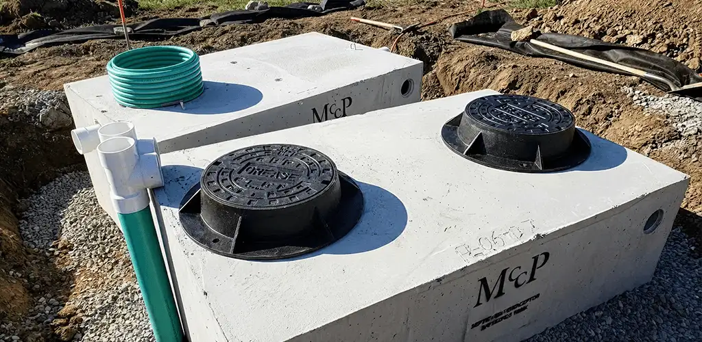 Grease trap installation unit set in place for drainage protection in Bellevue, WA
