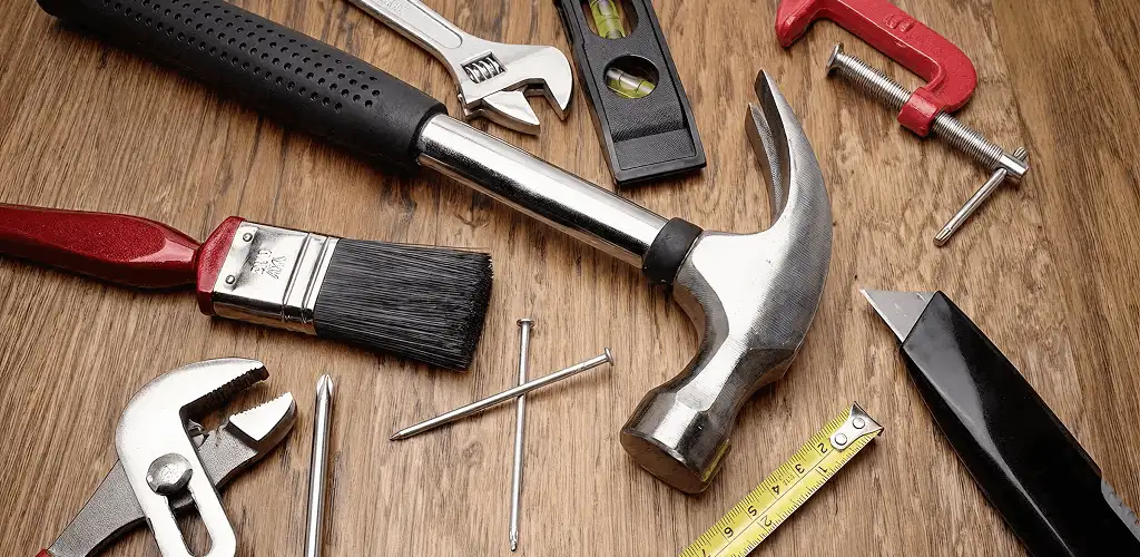 Handyman tools laid out for home repair and maintenance work in Bellevue, WA