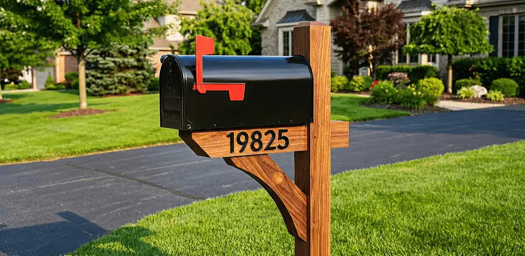 New mailbox installation with post and address number for a home in Bellevue, WA