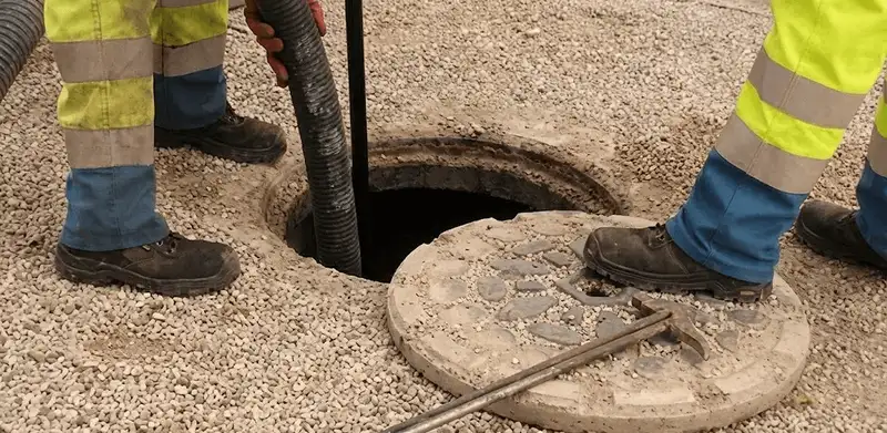 Drain cleaning crew clearing a sewer access point with professional equipment in Bellevue, WA