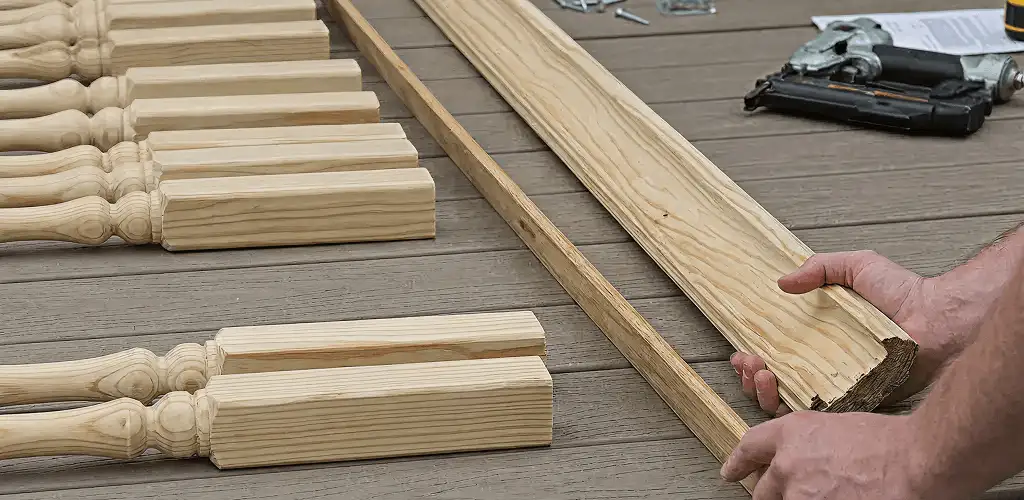 Handrail installation materials and wood components for stair rail work in Bellevue, WA