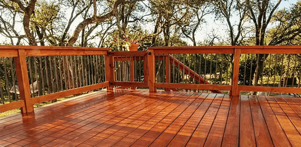 Deck sealing results with a freshly sealed wood deck in Bellevue, WA